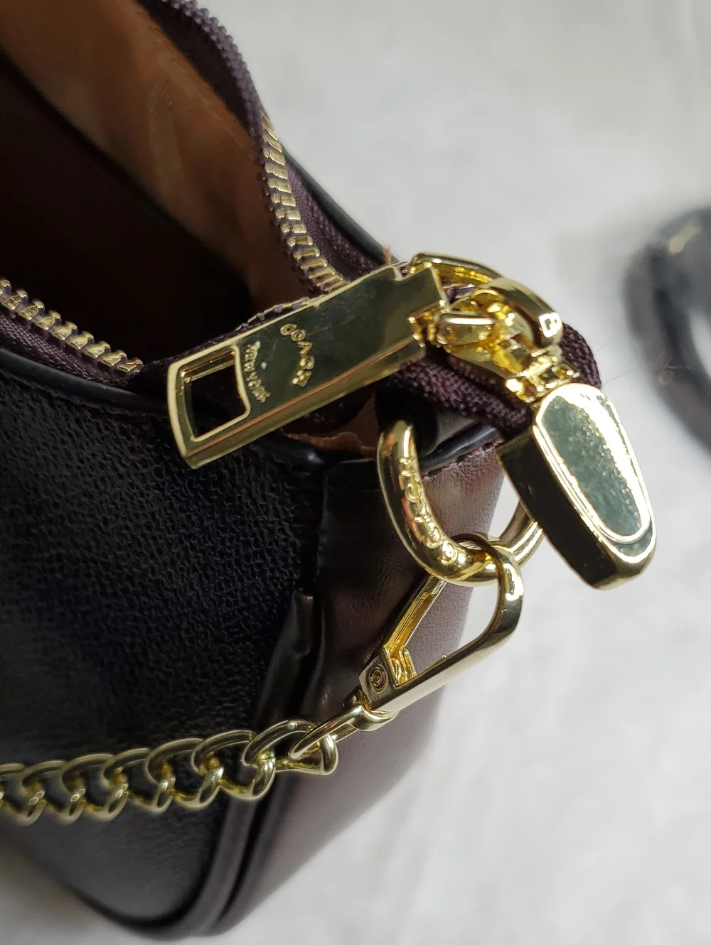 Brown Signature Canvas Shoulder Bag with Gold Chain Inspir@d Luxury Bag